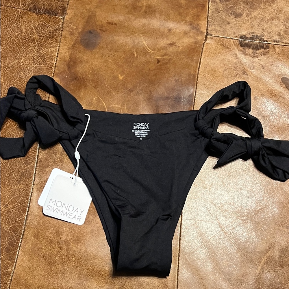 NWT Monday Swimwear Maui bottom black size small